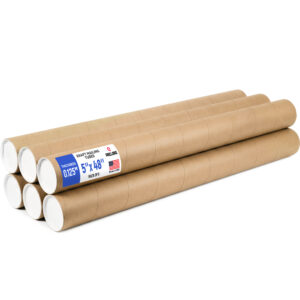 5" x 48" Reinforced Kraft Paper Mailing Tube, Pack of 6 Tubes with 12 Caps (MT-548-6, B0GWTB7WKH)