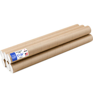 5" x 54" Reinforced Kraft Paper Mailing Tube, Pack of 6 Tubes with 12 Caps (MT-554-6, B0GWTPYBB2)