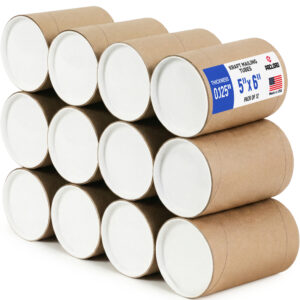 5" x 6" Reinforced Kraft Paper Mailing Tube, Pack of 12 Tube with 24 Caps (MT-56-12, B0GWTS4H7F)