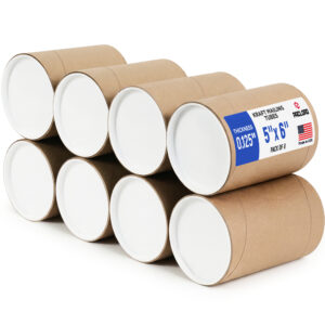 5" x 6" Reinforced Kraft Paper Mailing Tube, Pack of 8 Tubes with 16 Caps (MT-56-8, B0GWTD781X)