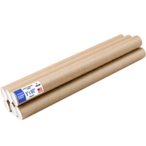 5" x 60" Reinforced Kraft Paper Mailing Tube, Pack of 6 Tubes with 12 Caps (MT-560-6, B0GWTK1JJF)