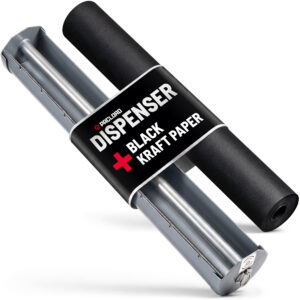 Hand-Held Paper Roll Dispenser with 18" x 100' Black Colored Kraft Paper (PD-C18-KP-BK, B0HCBP8SHM)