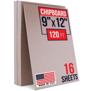 9" x 12" Kraft Pasted Chipboard Sheets, 120 Pt, Bundle of 16