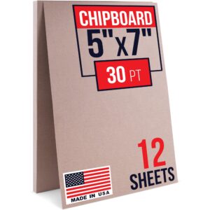 5" x 7" Brown Kraft Chipboard Sheets, 30 Pt Thick, Pack of 12