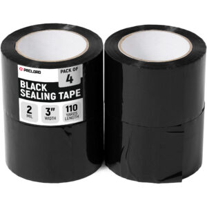 3" x 110 Yards Black Packing Tape, 4 Rolls - 2.0 Mil Carton Sealing Tape (ST-320-BK-4, B0GX2W2MXQ)