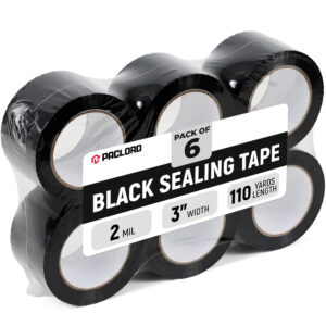 3" x 110 Yards Black Packing Tape, 6 Rolls - 2.0 Mil Carton Sealing Tape (ST-320-BK-6, B0GX2KYM2Y)