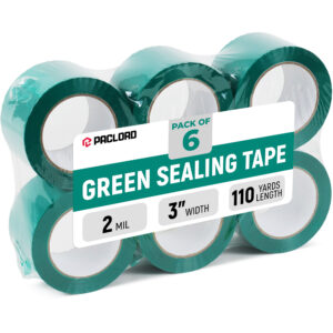 3" x 110 Yards Green Packing Tape, 6 Rolls - 2.0 Mil Carton Sealing Tape (ST-320-GR-6, B0GX2NBP23)