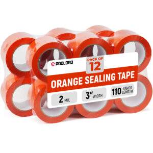 3" x 110 Yards Orange Packing Tape, 12 Rolls - 2.0 Mil Carton Sealing Tape (ST-320-OR-12, B0GX2W4L1F)