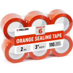 3" x 110 Yards Orange Packing Tape, 6 Rolls - 2.0 Mil Carton Sealing Tape (ST-320-OR-6, B0GX2W3YNG)