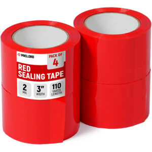 3" x 110 Yards Red Packing Tape, 4 Rolls - 2.0 Mil Carton Sealing Tape (ST-320-RE-4, B0GX2V7K98)
