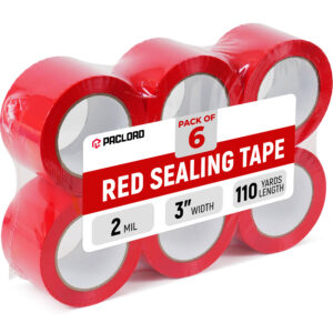 3" x 110 Yards Red Packing Tape, 6 Rolls - 2.0 Mil Carton Sealing Tape (ST-320-RE-6, B0GX2W5RXQ)