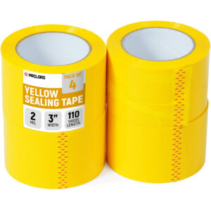 3" x 110 Yards Yellow Packing Tape, 4 Rolls - 2.0 Mil Carton Sealing Tape (ST-320-YE-6, B0GX2SQTXW)