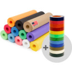 12 Rolls of 12" x 100' Colored Kraft Paper and 12 Rolls of Colored Masking Tape (KP-CMT-12, B0G8TYWGBW )