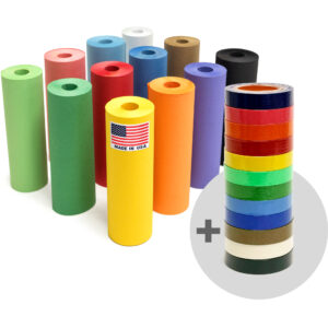 12 Rolls of 9" x 100'Colored Kraft Paper and 12 Rolls of Colored Masking Tape (KP-CMT-9, B0G8WJW549)