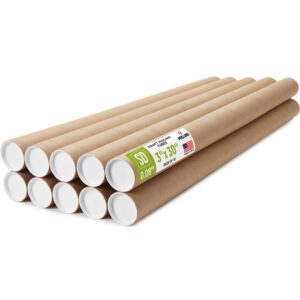 Paclord 3" x 30" Kraft Paper Mailing Tube, 1 Tube with 2 Caps