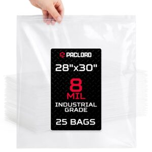 Paclord Extra Large 28" x 30" Reclosable Poly Zip Seal Lock Bags, 8 Mil Thickness, Pack of 25 (RPB-2830-8-25, B0FX6S7QB5)