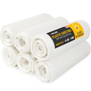 Flame Retardant Plastic Sheeting 4' x 50', 4 Mil, 1200 Sq Ft, Pack of 6