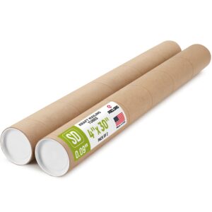 Paclord 4" x 30" Kraft Paper Mailing Tube, 1 Tube with 2 Caps