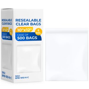 10" x 12" Reclosable Zip Plastic Bags, Case of 25 Packs, 6 Mil (RPB-1012-6-C, B0CP3NRGSZ)