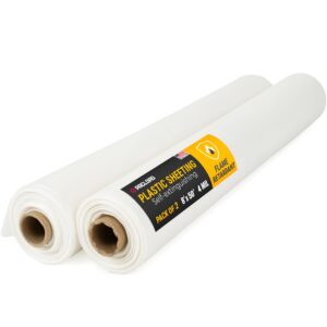 Flame Retardant Plastic Sheeting 8' x 50', 4 Mil, 800 Sq Ft, Pack of 2
