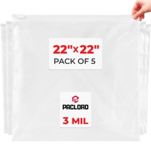 22" x 22" Slider Zip Poly Bags, Pack of 5 (SPB-2222-5, B0G6Q9N2HS)