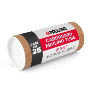 Paclord 2" x 6" Kraft Paper Mailing Tubes with End Caps, Case Pack
