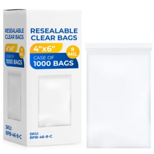 4" x 6" Reclosable Zip Plastic Bags, Case of 50 Packs, 8 Mil (RPB-46-8-C, B0CP3MZ18K)