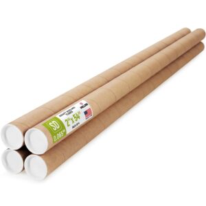 Paclord 2" x 54" Kraft Paper Mailing Tube, 1 Tube with 2 Caps