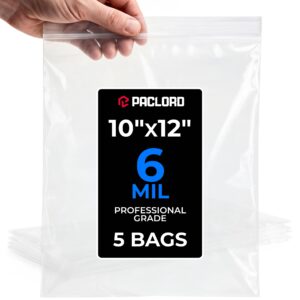 10" x 12" Medium Zip Seal Lock Bags, 6 Mil Pack of 5 (RPB-1012-6-5, B0FQHTQ7B9)