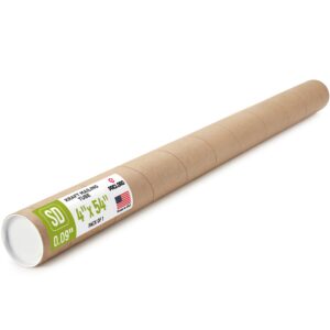Paclord 4" x 54" Kraft Paper Mailing Tube, 1 Tube with 2 Caps