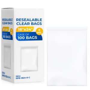 18" x 24" Reclosable Zip Plastic Bags, Case of 5 Packs, 8 Mil (RPB-1824-8-C, B0CWVV1YLF)