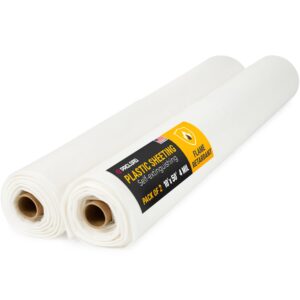 Flame Retardant Plastic Sheeting 10' x 50', 4 Mil, 1000 Sq Ft, Pack of 2