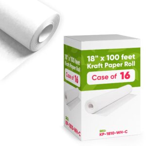 Paclord White Kraft Paper Roll 18" x 100 ft, Case of 16 (KP-1810-WH-C, B0CP5R73SD)