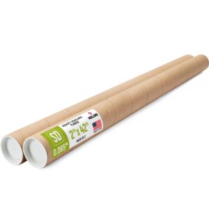 Paclord 2" x 42" Kraft Paper Mailing Tube, 1 Tube with 2 Caps