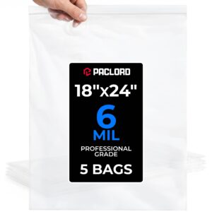 18" x 24" Extra Large Zip Seal Lock Bags, 6 Mil Pack of 5 (RPB-1824-6-5, B0FQHZ8TB4)