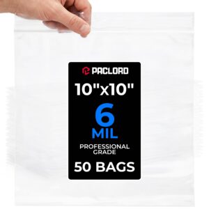 10" x 10" Medium Zip Seal Lock Bags, 6 Mil Pack of 50 (RPB-1010-6-50, B0FX34W9YG)