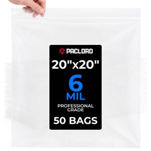 20" x 20" Extra Large Zip Seal Lock Bags, 6 Mil Pack of 50 (RPB-2020-6-50, B0FX3BN98J)