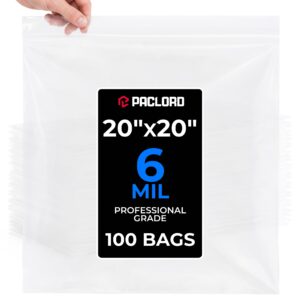 20" x 20" Extra Large Zip Seal Lock Bags, 6 Mil Pack of 100 (RPB-2020-6-100, B0FX39YR9L)