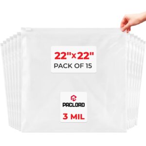 22" x 22" Slider Zip Poly Bags, Pack of 15 (SPB-2222-15, B0G6QD8DFR)
