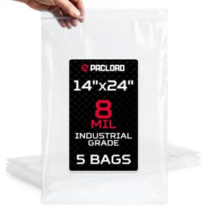 Paclord Extra Large 14" x 24" Reclosable Poly Zip Seal Lock Bags, 8 Mil Thickness, Pack of 5 (RPB-1424-8-5, B0FLNDWCNH)