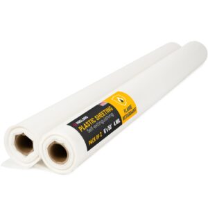 Flame Retardant Plastic Sheeting 6' x 50', 4 Mil, 600 Sq Ft, Pack of 2
