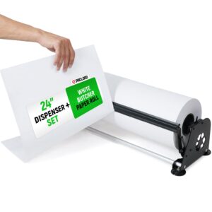24" Paper Dispenser with Cutter + White Butcher Paper Roll