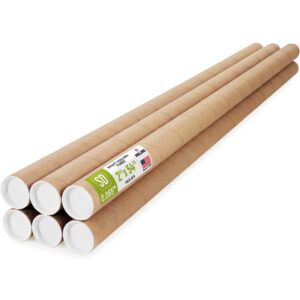 Paclord 2" x 54" Kraft Paper Mailing Tube, 1 Tube with 2 Caps