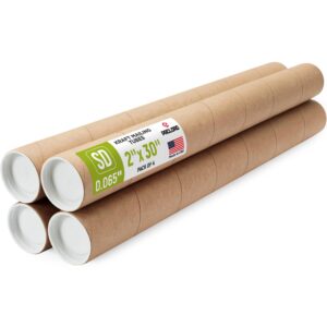 Paclord 2" x 30" Kraft Paper Mailing Tube, 1 Tube with 2 Caps