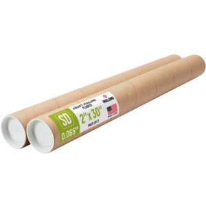 Paclord 2" x 30" Kraft Paper Mailing Tube, 1 Tube with 2 Caps