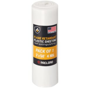 Flame Retardant Plastic Sheeting 3' x 50', 4 Mil, 300 Sq Ft, Pack of 2