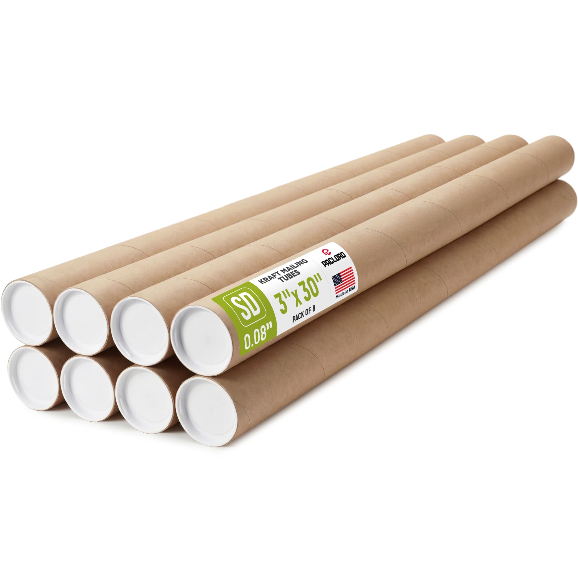 61KOmoVy1BL.jpg Paclord 3" x 30" Kraft Paper Mailing Tube, 1 Tube with 2 Caps