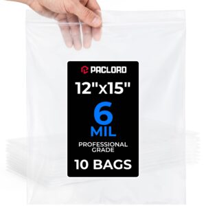 12" x 15" Large Zip Seal Lock Bags, 6 Mil Pack of 10 (RPB-1215-6-10, B0FQHQZR4W)