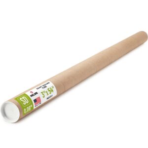 Paclord 3" x 54" Kraft Paper Mailing Tube, 1 Tube with 2 Caps