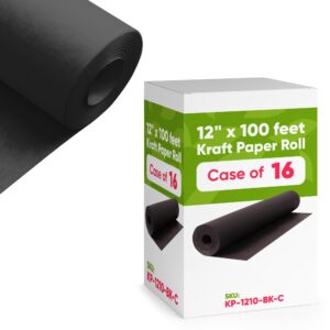 Paclord Black Kraft Paper Roll 12" x 100 ft, Case of 16 (KP-1210-BK-C, B0D1J6FFPS)